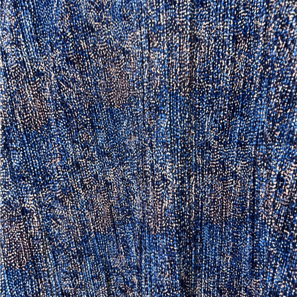 Blue Patterned Open Front Cardigan - image 5